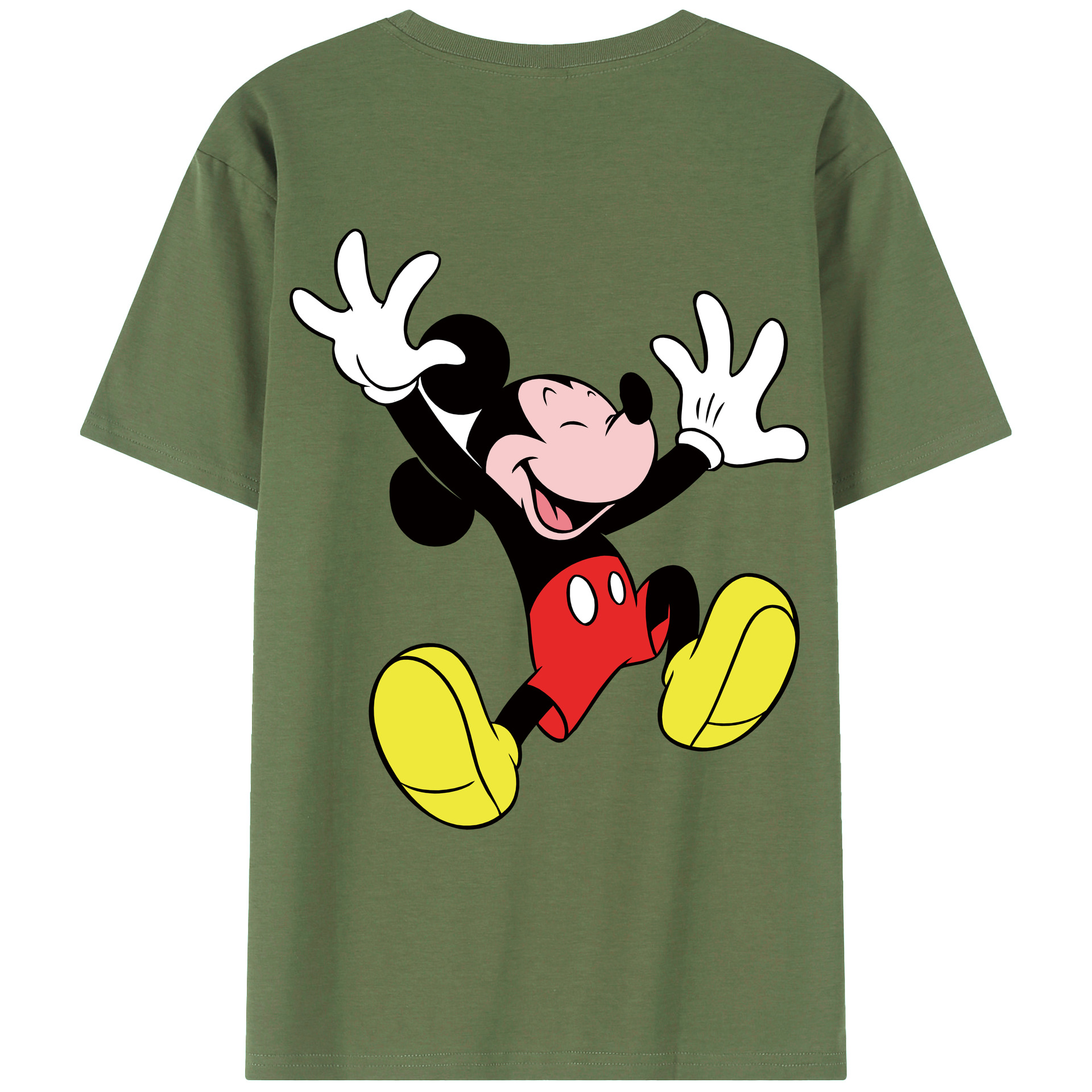 ミッキーマウス Mickey Mouse 綿100％ メンズ半袖Tシャツ（バックプリント） 通気性